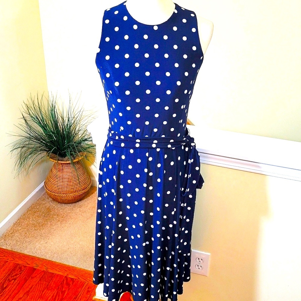 Ralph Lauren Belted Sleeveless Dress - Picture 2 of 8